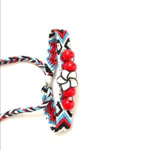 Flower Beaded Woven Boho Surf Bracelet